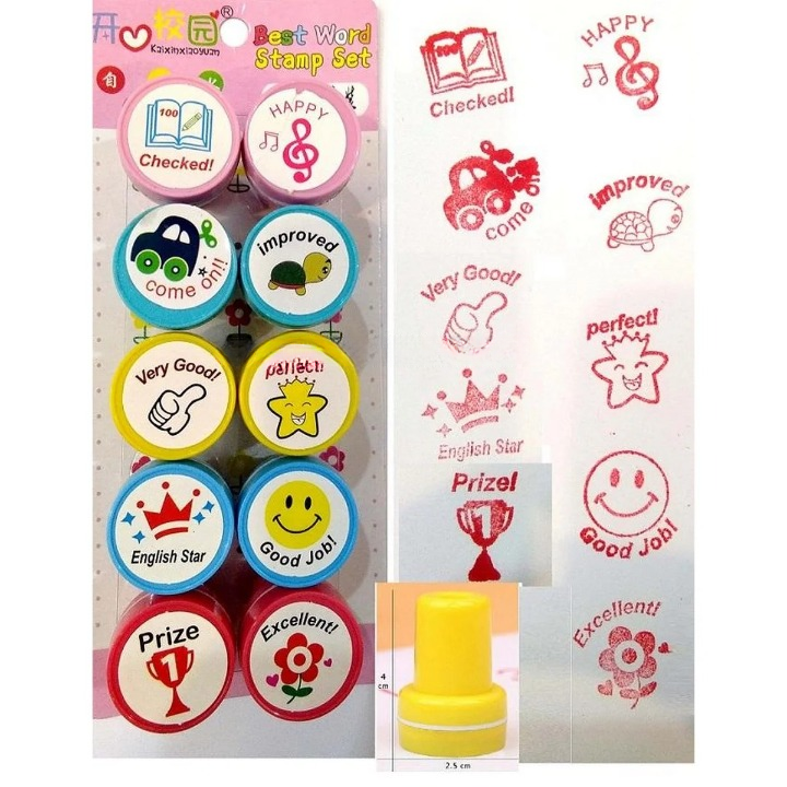 Appreciation Stamps �Kids Stamp Set for Motivation | Self-Inking | Pack of 10
