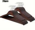 Premium Wooden Hangers �Pack of 20 Durable Slim Hangers with Pants Bar �Smooth Finish for Closet Organization (Brown &amp; Light Wood) (With Box) - Brown