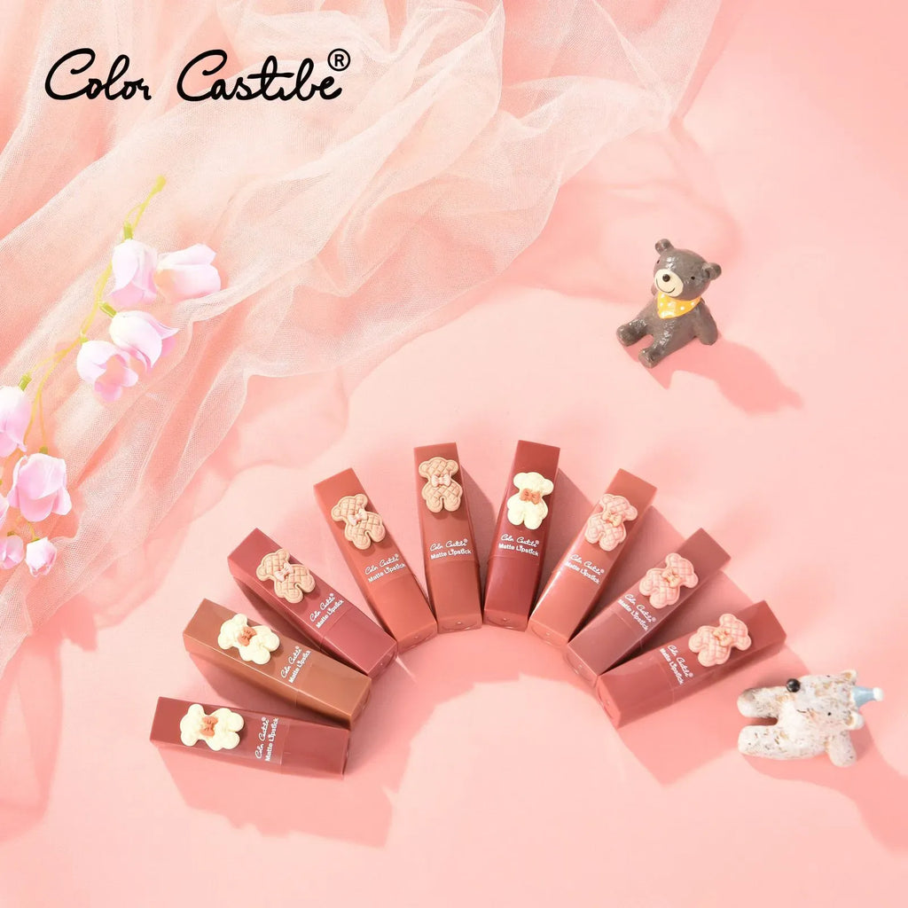 Color Castile Pack of 3 Bear Shape Matte Lipsticks �Long-Lasting, Bold &amp; Vibrant Makeup Essential