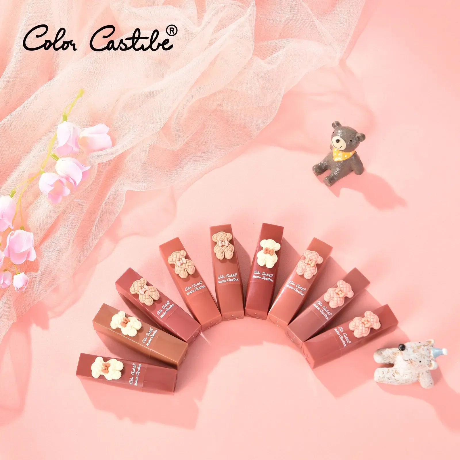 Color Castile Pack of 3 Bear Shape Matte Lipsticks �Long-Lasting, Bold &amp; Vibrant Makeup Essential