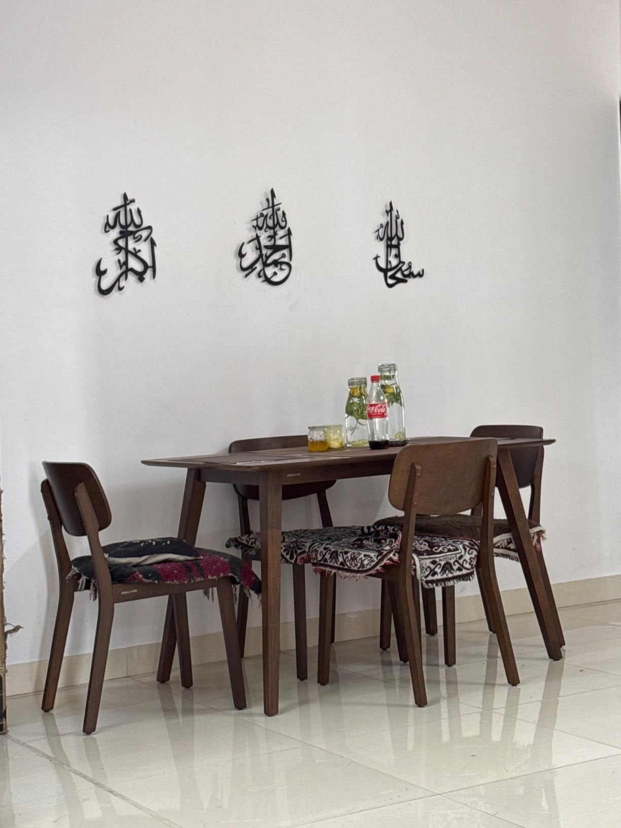 3D Wooden Islamic Wall Art �Tasbeeh-e-Fatima Calligraphy (SubhanAllah, Alhamdulillah, Allahu Akbar) - Tasbeeh-e-Fatima Wall Decor �3D Arabic Calligraphy in Wood | Islamic Home Decoration