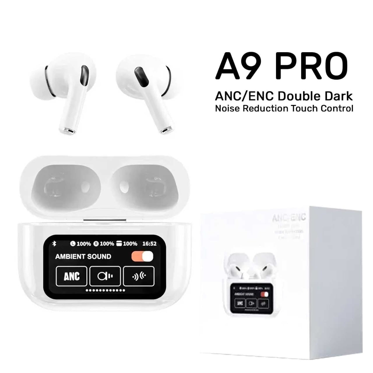 AirPods A9 Pro �ANC &amp; ENC Noise Reduction, Touch Control, Boosted Bass, Wireless Earbuds for Android &amp; iOS