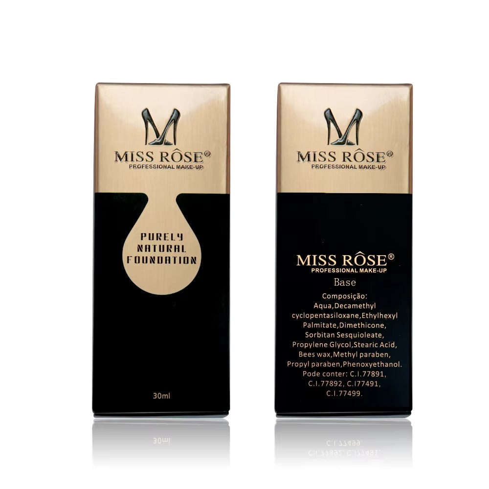 Miss Rose Purely Natural Liquid Foundation �Professional Long-Lasting Make-Up for Flawless Coverage, Lightweight, Breathable, Smooth Finish, All Skin Types - 30 ML | Foundation - Ivory 6