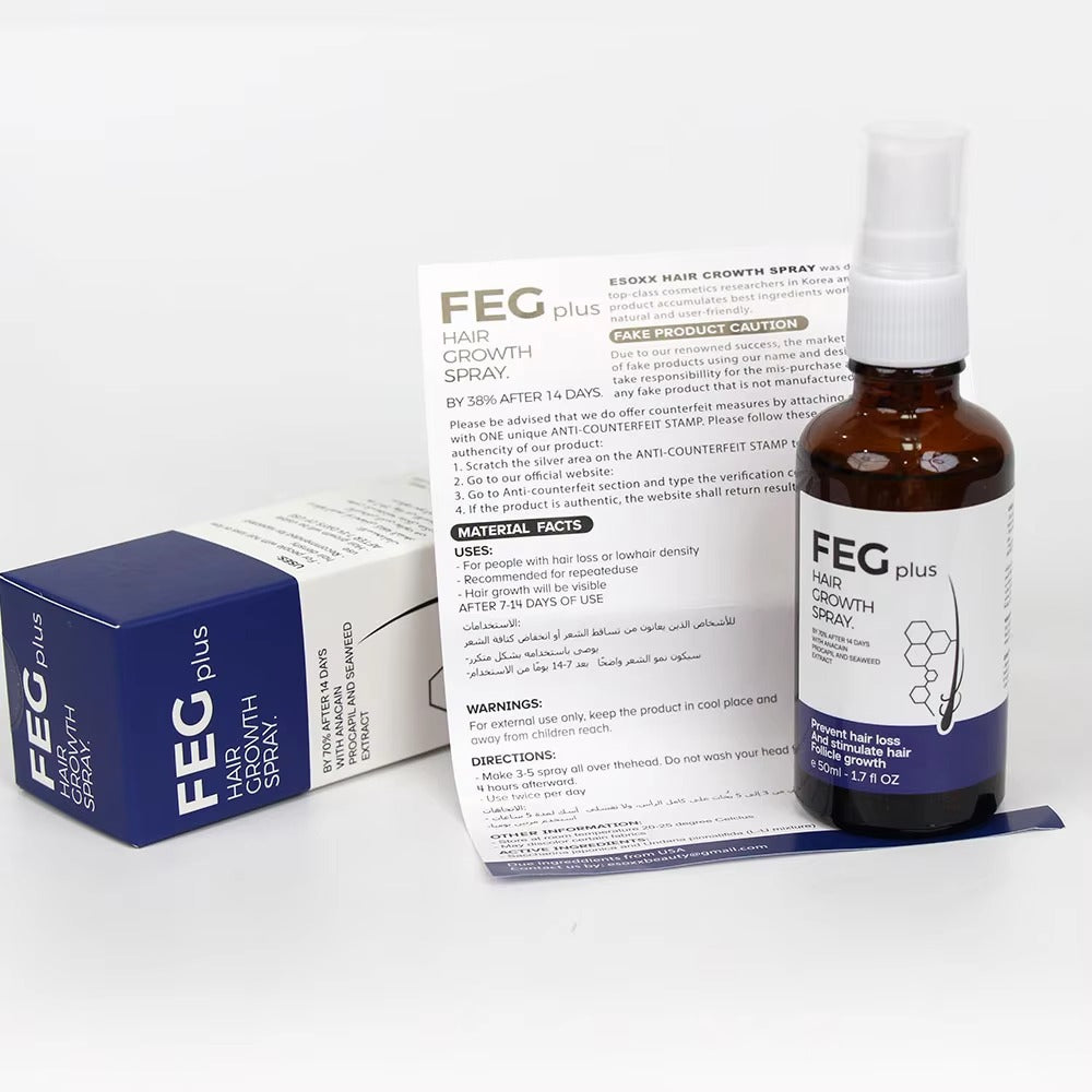 FEG Plus Hair Growth Spray �Stimulate Follicles, Reduce Hair Fall, and Encourage Thicker, Healthier Growth 60ML