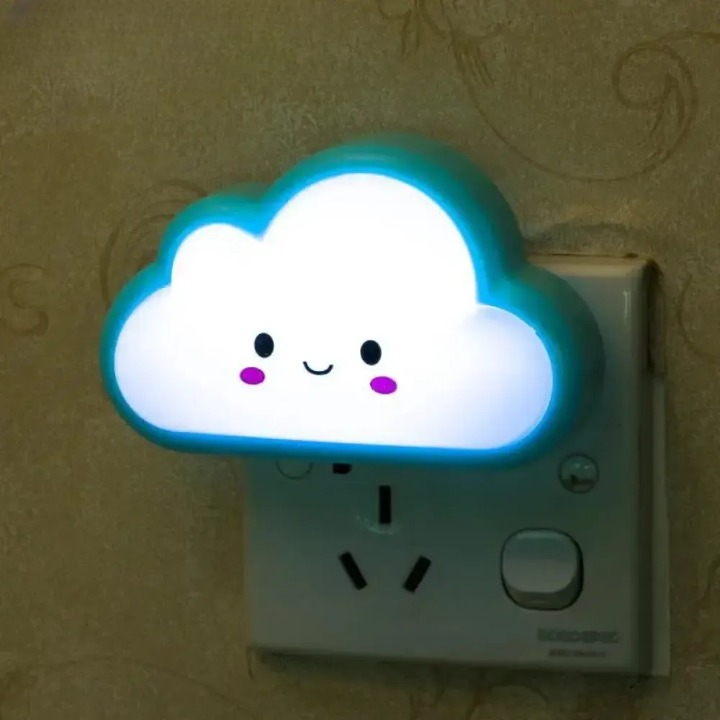 Smiley Cloud Plug-In LED Night Light �Soft Warm Glow Baby Lamp, Kids Night Light for Bedroom &amp; Nursery (Random Color)