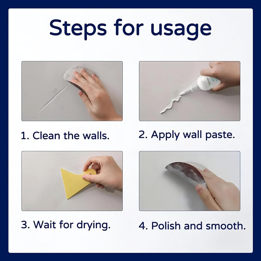 Wall Repair Paste 200gm �White Waterproof Crack Filler With Scraper, Wall Putty &amp; Hole Mending Agent for Damaged Walls and Joints
