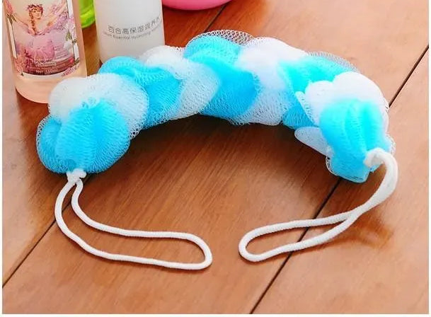 2PCs Wash Brush Bath Back Hanging Mesh Shower Sponge �Soft Exfoliating Braid Loofah (Random Color)