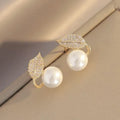 Leaf Pearl Earrings - Classy and Feminine Jewelry for Daily &amp; Party Wear - Studs For Girls And Womens - SILVER