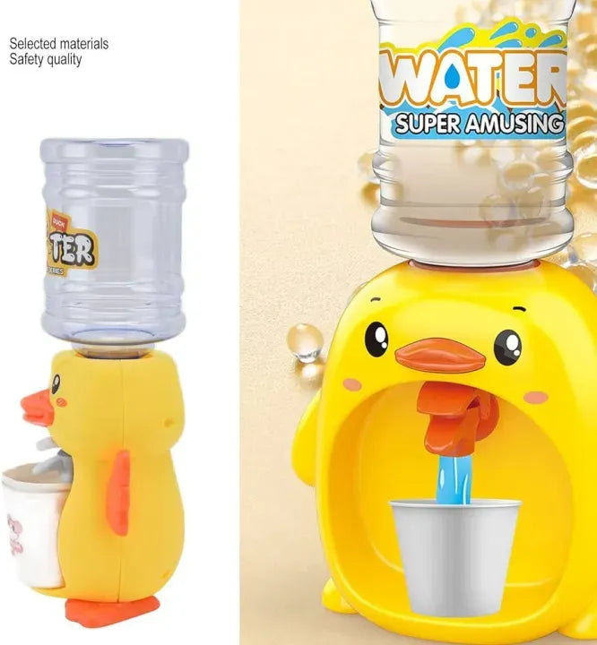 Mini Duck Water Dispenser Toy Drinking Fountain �Cute Yellow Duck Design with Realistic Water Flow, Eco-Friendly ABS Material, Battery Operated Kids Pretend Play Toy Gift with Cups for Boys and Girls, Age 3+