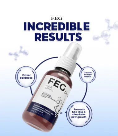 FEG PLUS Beard & Hair Growth Serum Spray Powered by Nature for Visible Results | Best Quality Hair Growth Spray - Hair Serum - 60ml