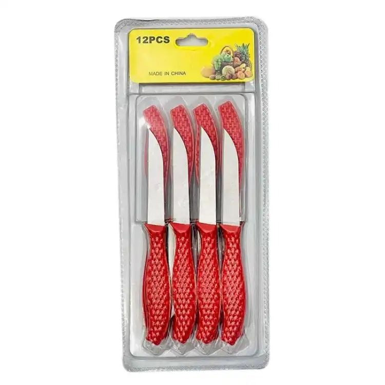 12Pcs Mini Stainless Steel Knife Set �Compact 14.5cm Carbon Steel Knives for Daily Cutting &amp; Chopping (Random color)