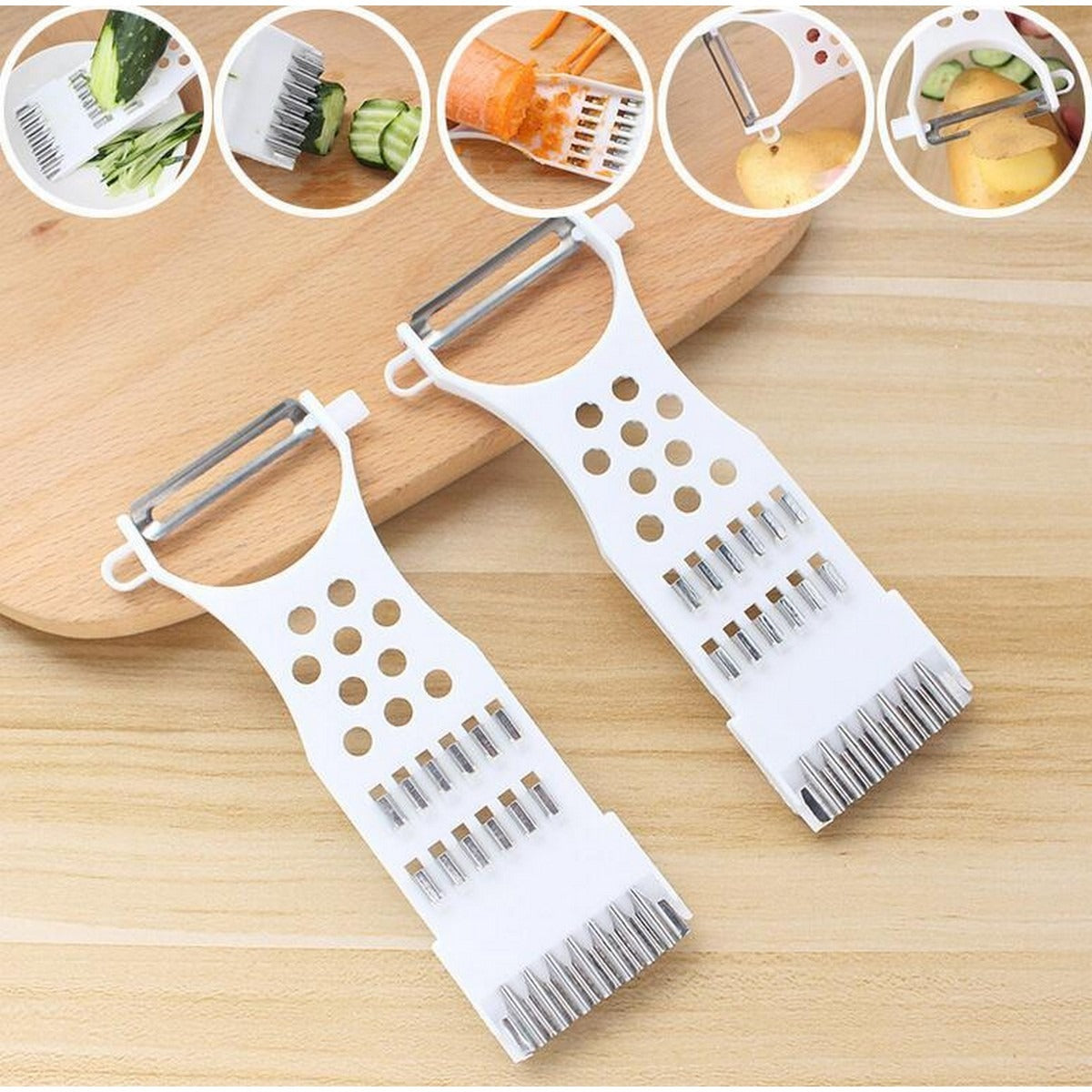5-in-1 Multi Vegetable Cutter &amp; Peeler �Multipurpose Julienne Slicer, Grater, Metal Scraper, and Fruit &amp; Vegetable Kitchen Tool
