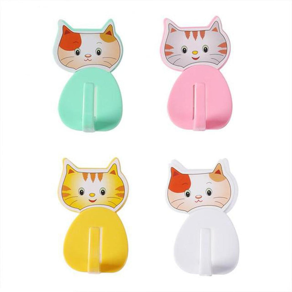 12 Pcs Cat Kitty Wall Hooks �Metallic Wall Hooks for Keys, Kitchen, Bathroom, and Home Organization (Random Colors)