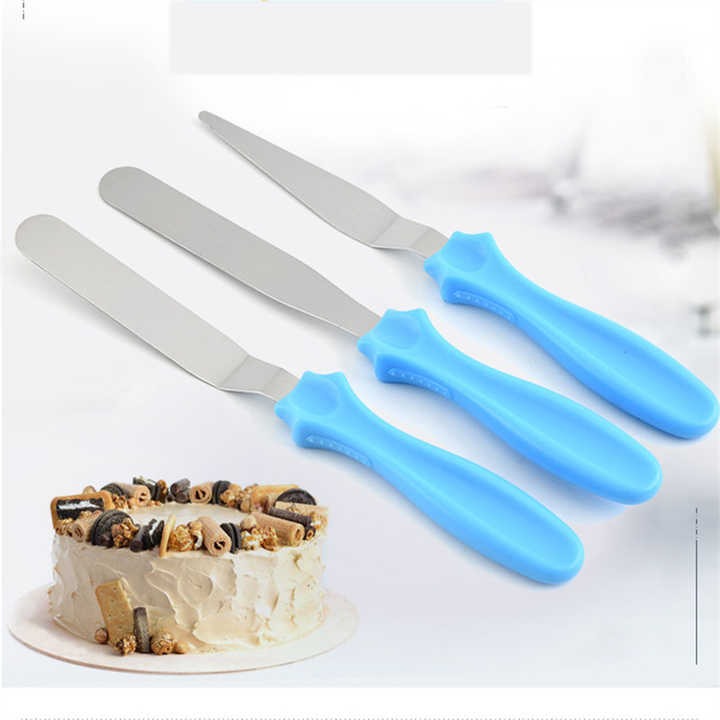 3-Piece Cake Decorating Knife Set �Stainless Steel Spatula &amp; Cream Spreader Tools (Multi-Color)