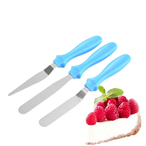 3-Piece Cake Decorating Knife Set �Stainless Steel Spatula &amp; Cream Spreader Tools (Multi-Color)
