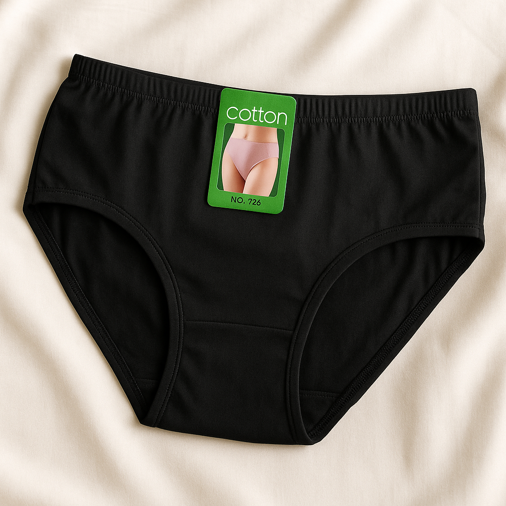 Cotton Plain Panty for Women �Soft &amp; Comfortable Underwear (Skin, Black, S/M/L) - Black, Large