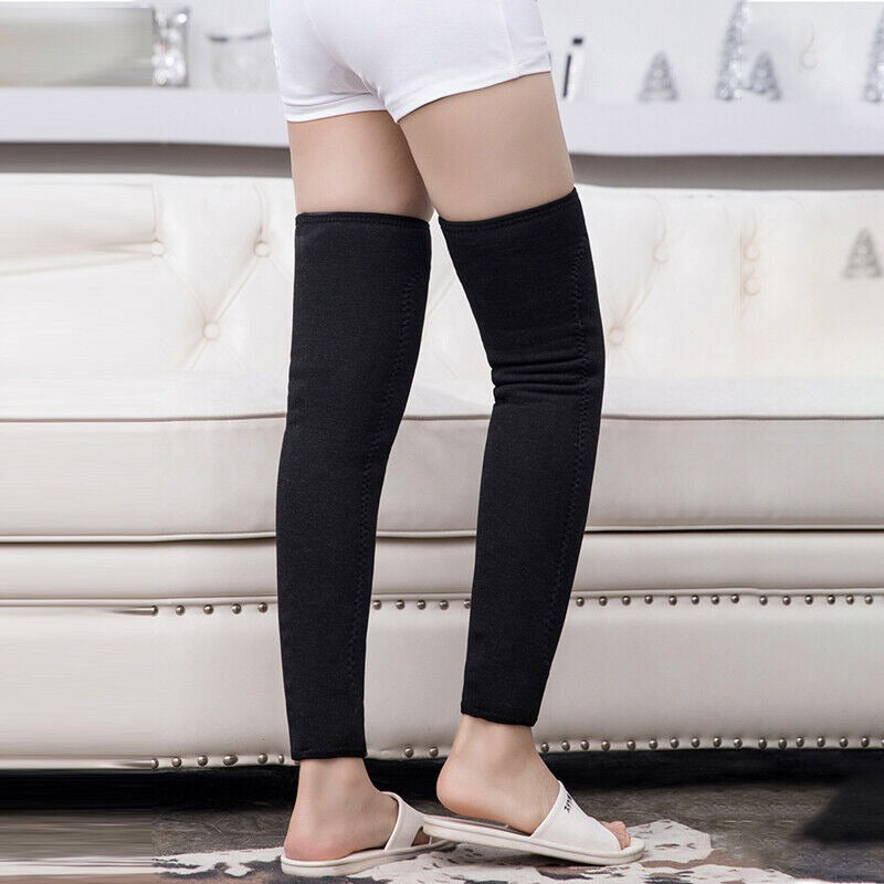 Unisex Wool Knee Length Leg Warmers �Plain Black, Comfortable &amp; Stylish Winter Wear, Easy to Wear - Without Belt (1 Pair)