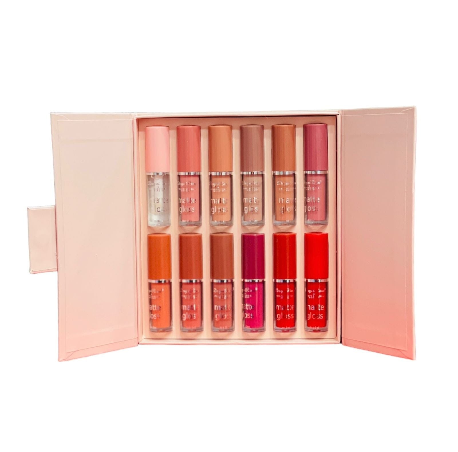 Mocallure 12-Piece High Pigment Lip Gloss Set | Rich &amp; Vibrant Shades �Pink, Red, Peach, Nude &amp; Maroon | Smooth Liquid Texture, Long-Lasting Shine for Any Occasion