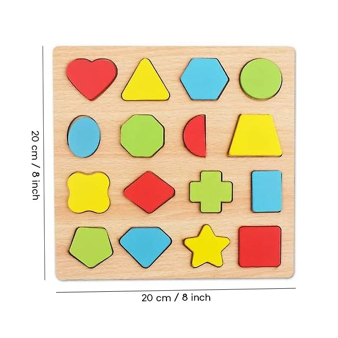Colorful Geometric Shapes Wooden Cognitive Board Puzzle �Educational Learning Toy for Kids (1� Years, Safe &amp; Durable)