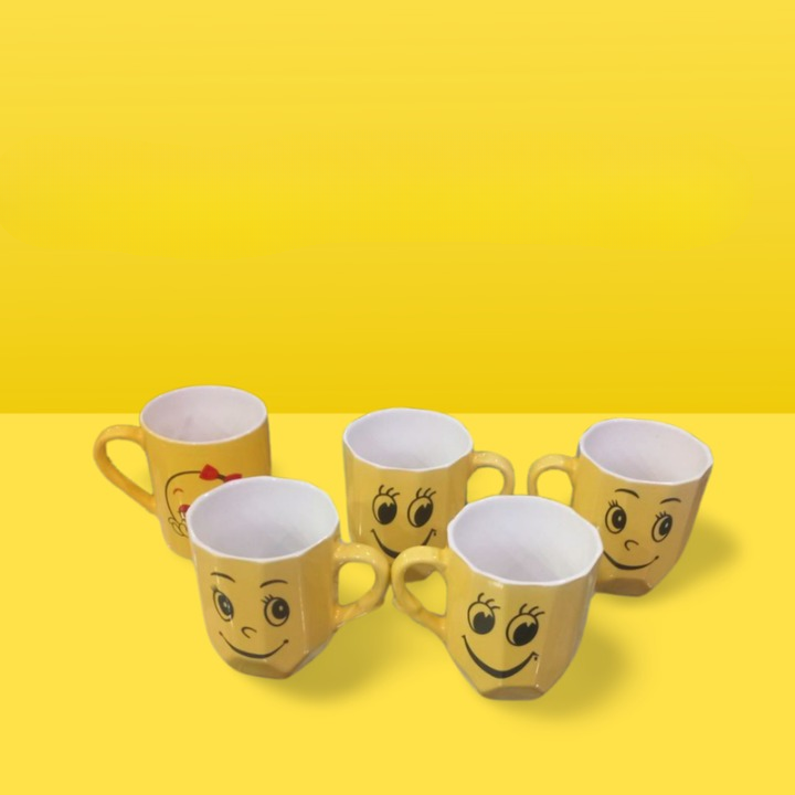 Smart and Cute Emoji Ceramic Smiley Cup with Spoon �Stylish Tea and Coffee Mug, Perfect Gift for Birthday, Celebration, and Decoration (Random Designs)