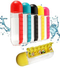 2-in-1 Medicine Organizer with Water Bottle �7 Days Pill Box, 600ml BPA-Free Drinking Bottle, Removable Cup, Compact Travel Pill Planner for Kids, Adults &amp; Elderly