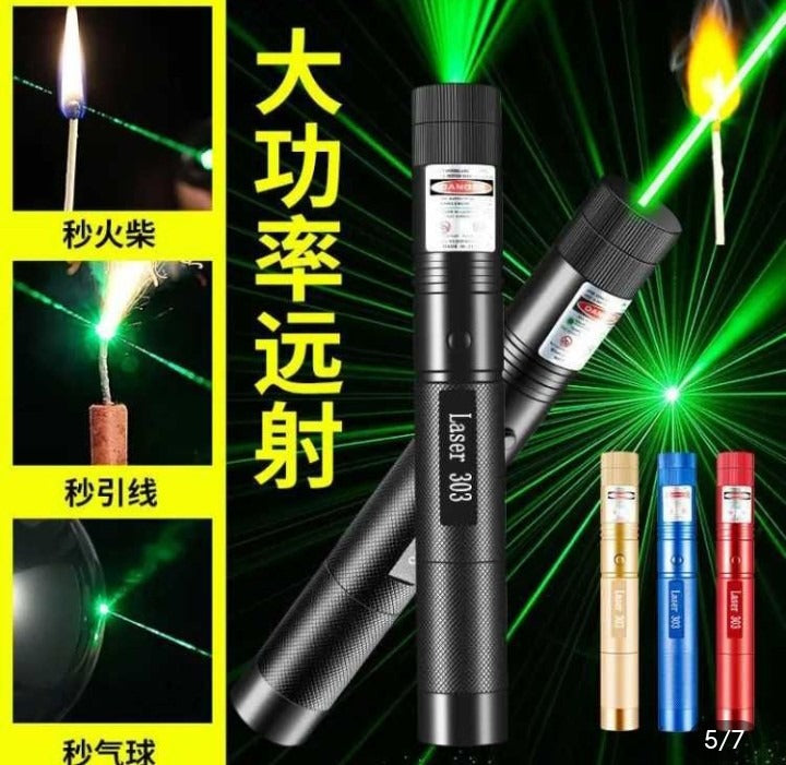 High-Power 303 Green Laser Pointer with Adjustable Focus �Rechargeable 3.7V Battery, Charger &amp; Safety Lock �Rechargeable Green Laser Light, Green Laser Pointer, Green Beam Light