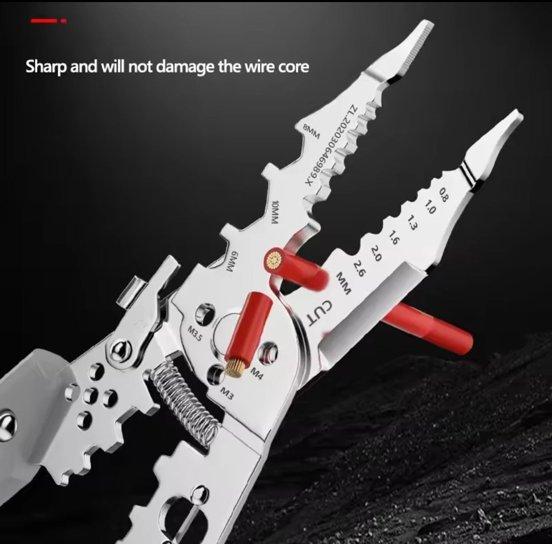 Multi-Function Wire Stripper and Cutter �10-in-1 Electrical Tool with Wire Cutting, Stripping, Crimping &amp; Screw Functions