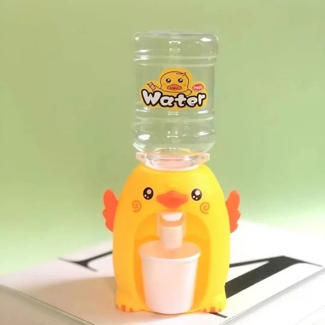 Mini Duck Water Dispenser Toy Drinking Fountain �Cute Yellow Duck Design with Realistic Water Flow, Eco-Friendly ABS Material, Battery Operated Kids Pretend Play Toy Gift with Cups for Boys and Girls, Age 3+