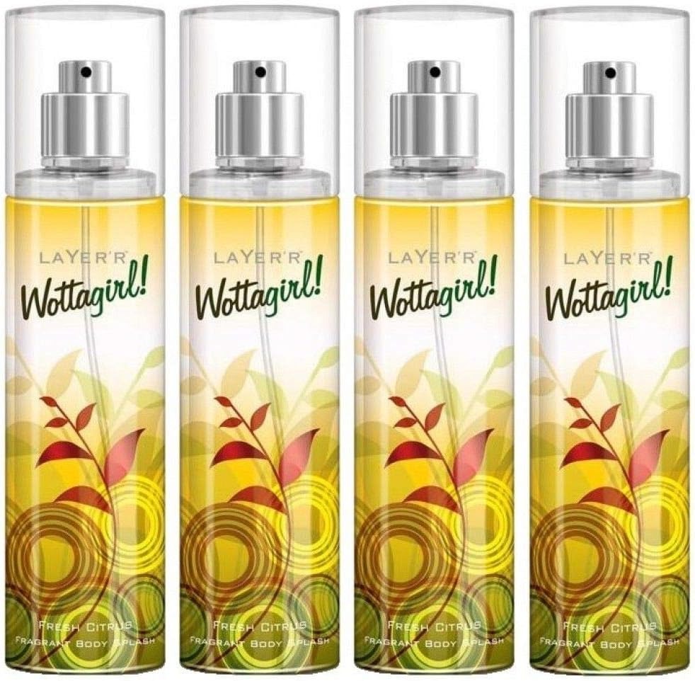 Layer? Wottagirl Fresh Citrus Body Splash for Women �Long-Lasting Fruity Fragrance with Apple, Grapefruit &amp; Amber �135 ml, Skin-Friendly Mist �Made in India