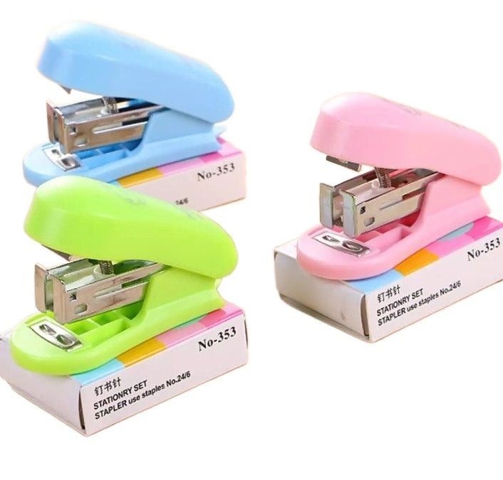 Pack of 2 Mini Staplers with Pins �Compact, Smooth, and High-Quality Office &amp; School Use (Random color)