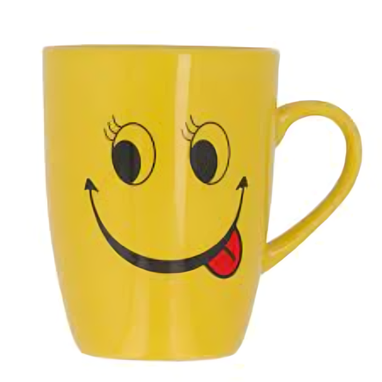 Smart and Cute Emoji Ceramic Smiley Cup with Spoon �Stylish Tea and Coffee Mug, Perfect Gift for Birthday, Celebration, and Decoration (Random Designs)