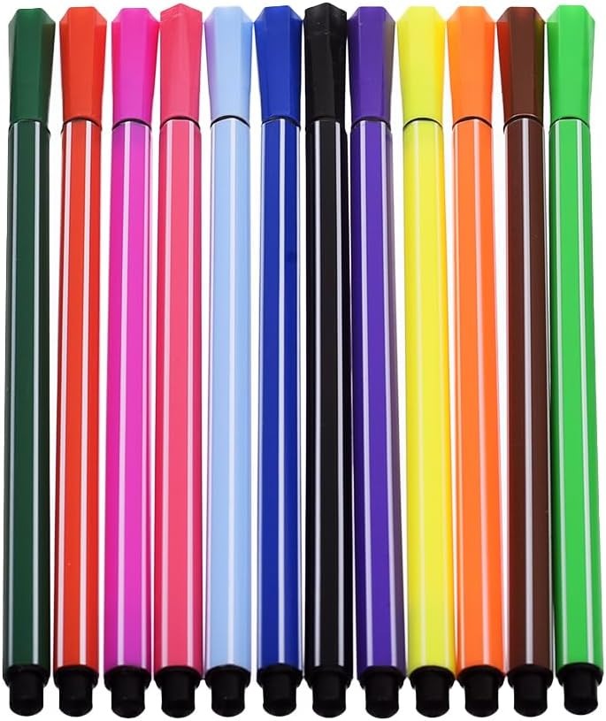 Set of 12 Flomaster Colors �Yellow/Bird Design �Kids Drawing &amp; Coloring Markers