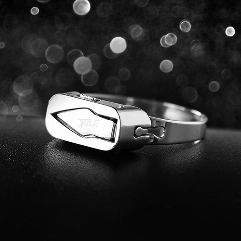 Stainless Steel Self-Defense Ring with Hidden Blade �Adjustable Mini Knife Ring for Personal Safety �Wearable Concealed Protection Tool for Men &amp; Women