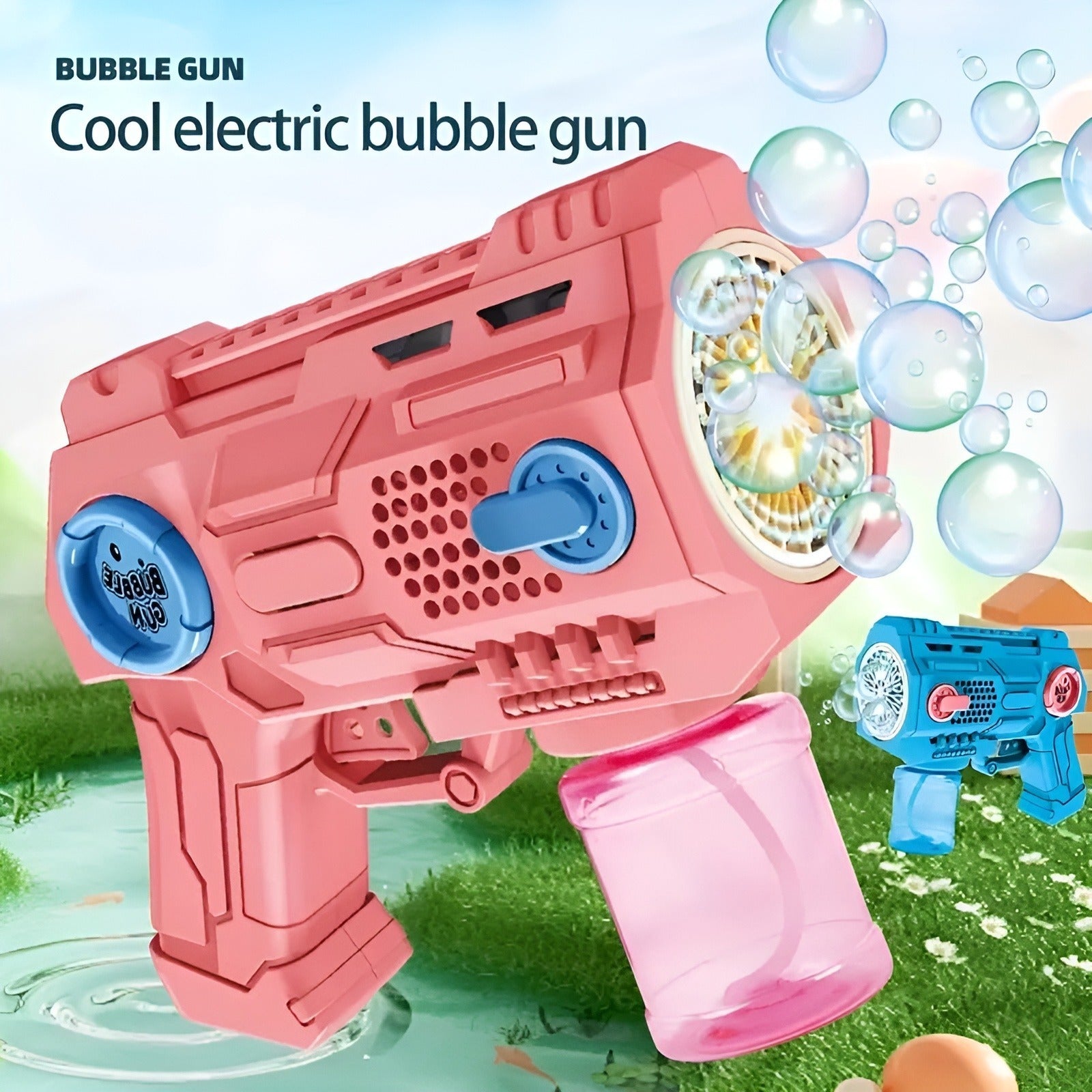 Children? Handheld Porous Electric Bubble Gun with Lights &amp; Music �Automatic Mess-Free Bubble Blower with Bottle Fix System for Indoor/Outdoor Play, Pool Parties, Birthdays &amp; Special Events (Random Color)