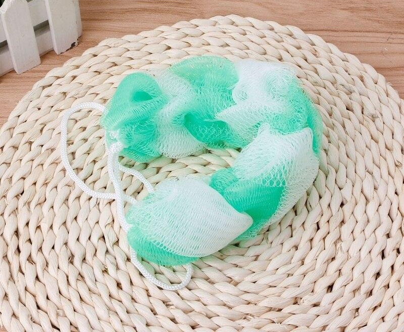 2PCs Wash Brush Bath Back Hanging Mesh Shower Sponge �Soft Exfoliating Braid Loofah (Random Color)
