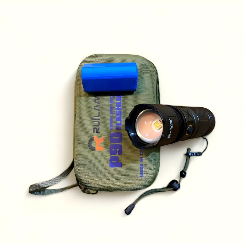 Ruilang P90 High Power Rechargeable LED Flashlight �Ultra Bright Torch with Zoom, Multiple Modes &amp; Type-C Fast Charging