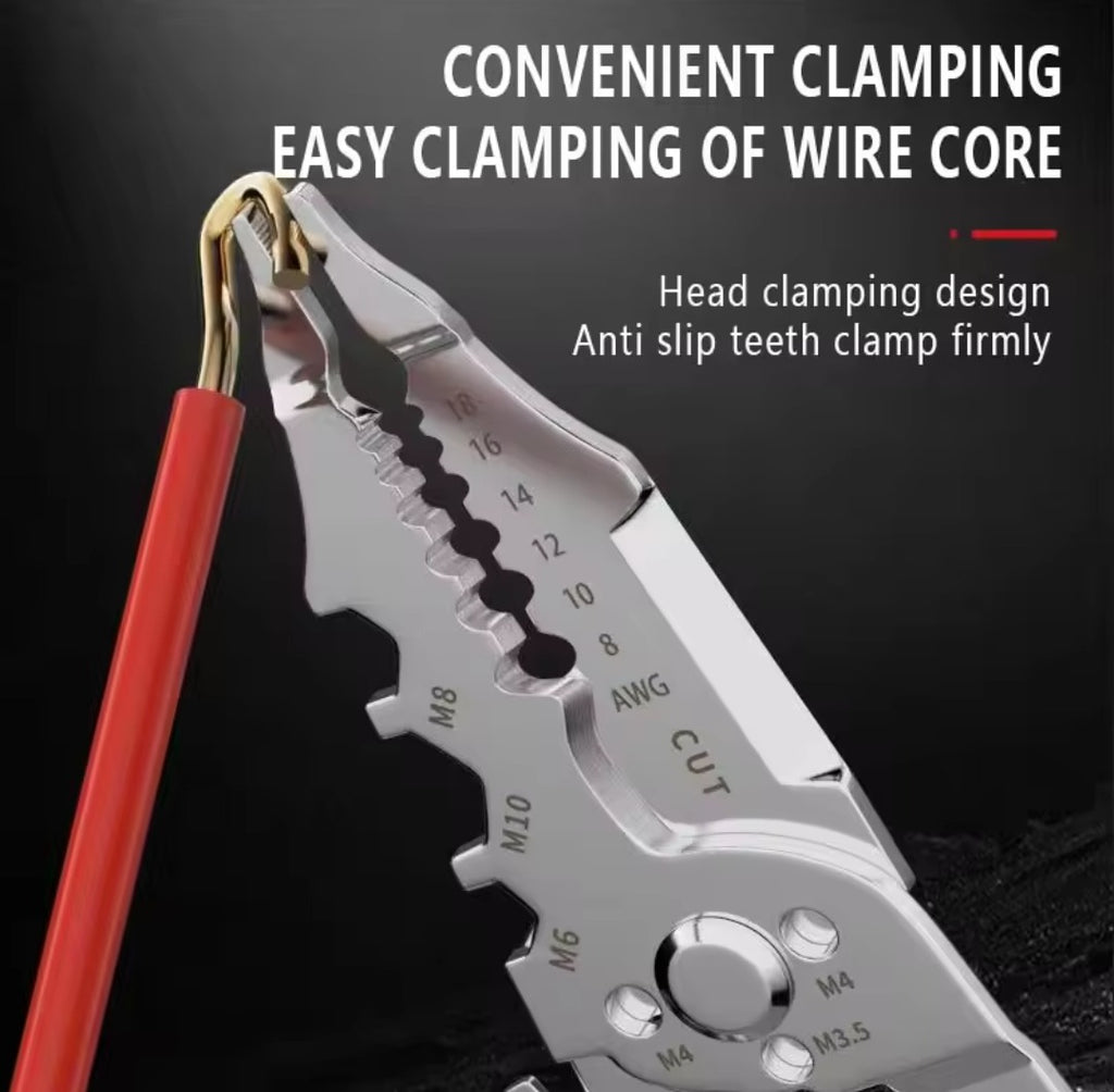 Multi-Function Wire Stripper and Cutter �10-in-1 Electrical Tool with Wire Cutting, Stripping, Crimping &amp; Screw Functions