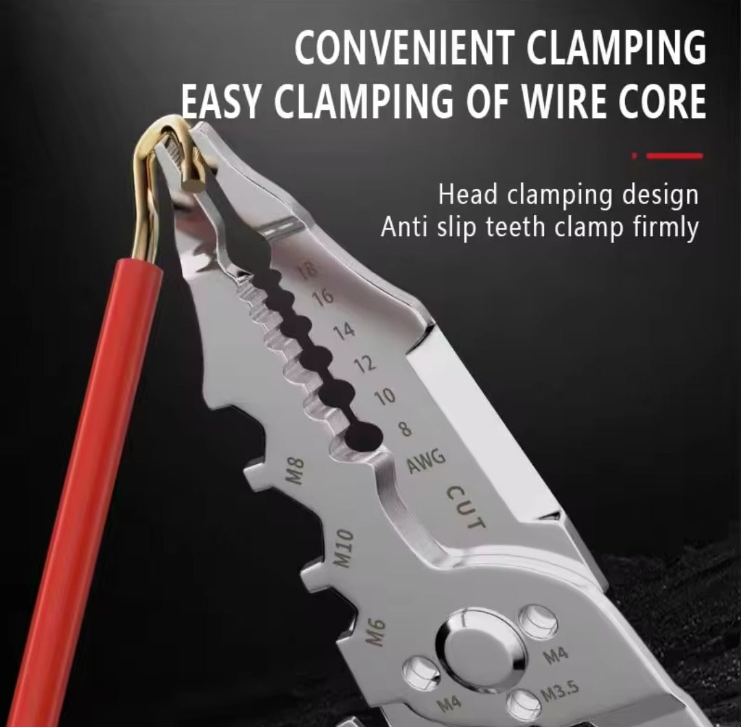 Multi-Function Wire Stripper and Cutter �10-in-1 Electrical Tool with Wire Cutting, Stripping, Crimping &amp; Screw Functions