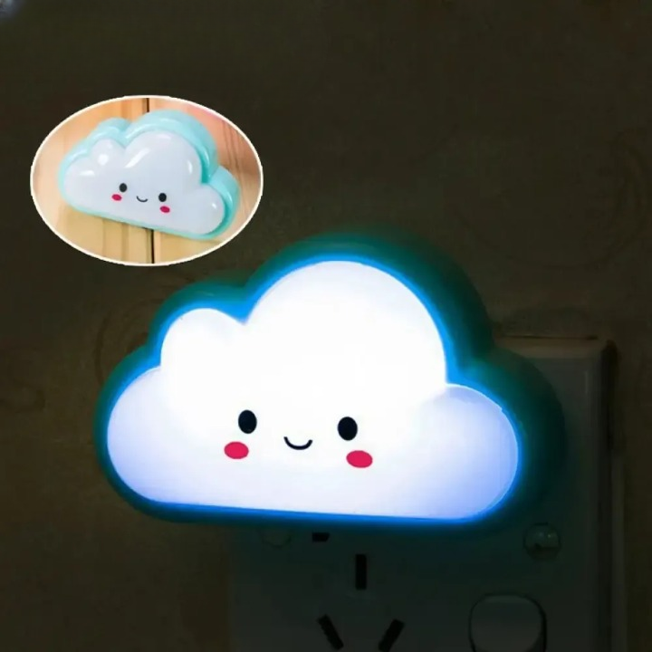 Smiley Cloud Plug-In LED Night Light �Soft Warm Glow Baby Lamp, Kids Night Light for Bedroom &amp; Nursery (Random Color)