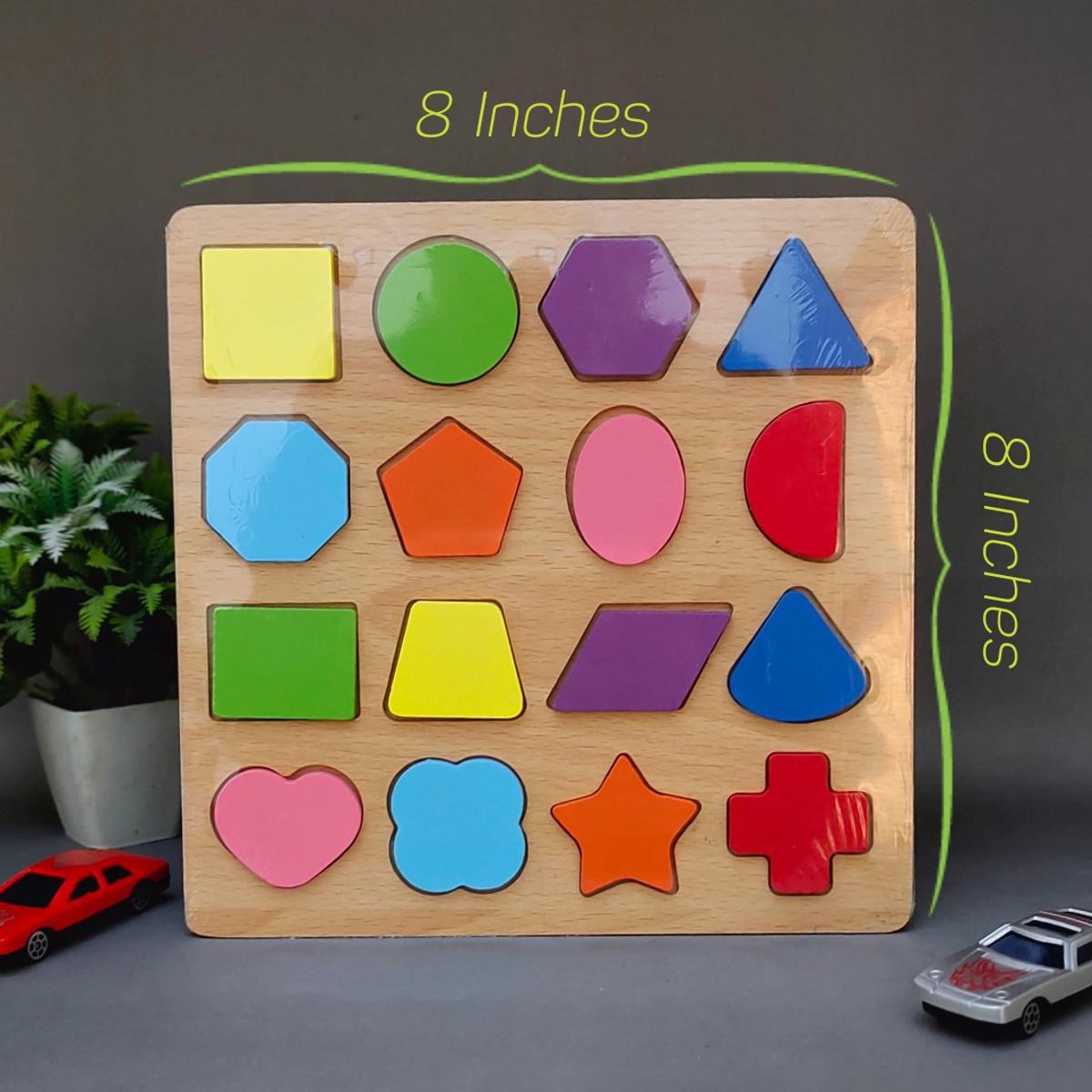 Colorful Geometric Shapes Wooden Cognitive Board Puzzle �Educational Learning Toy for Kids (1� Years, Safe &amp; Durable)