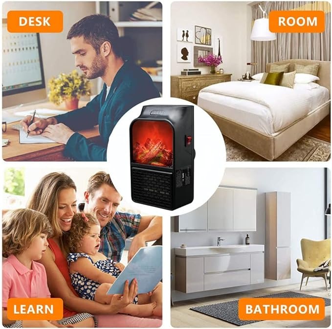 Flame Heater 1000W �Portable Electric Plug-in Room Heater with Flame Effect &amp; Remote Control