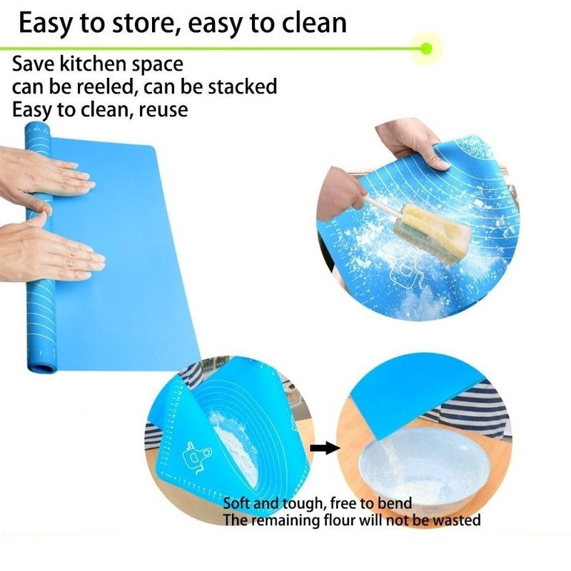 Silicone Pastry Mat �14 Inch Round Non-Stick Baking Mat with Measurements �Food-Grade, Heat-Resistant, Reusable Rolling Surface for Dough, Pizza, Pie, and Fondant (Random Color)