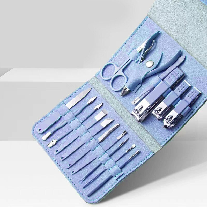 Brandomatic Manicure Kit, 16-in-1, Nail Clippers, Cuticle Scissors, Nail Files, Nail Polish Remover - Random Color