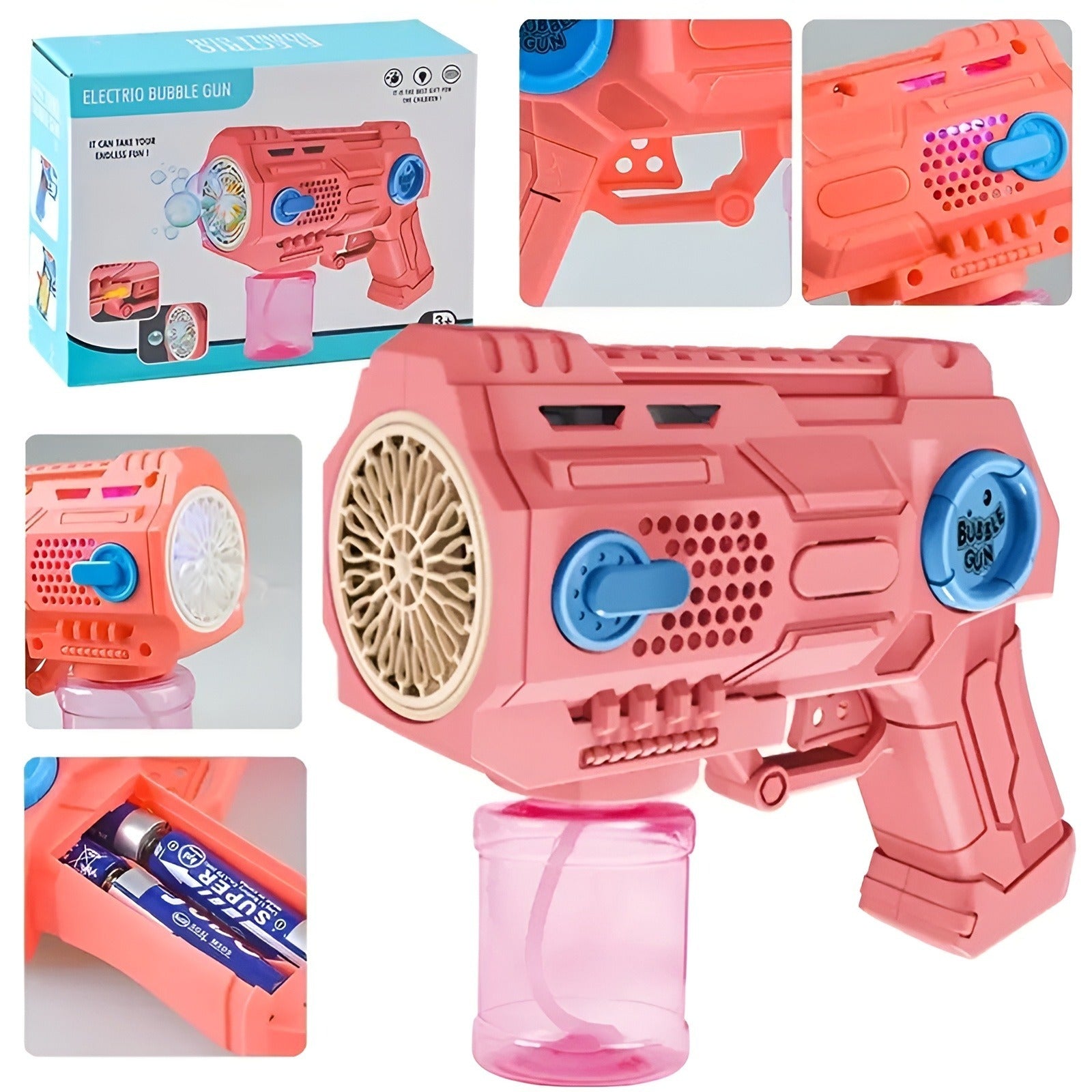 Children? Handheld Porous Electric Bubble Gun with Lights &amp; Music �Automatic Mess-Free Bubble Blower with Bottle Fix System for Indoor/Outdoor Play, Pool Parties, Birthdays &amp; Special Events (Random Color)
