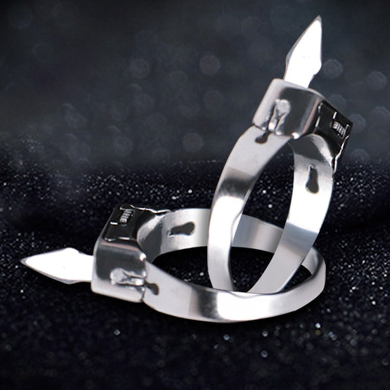 Stainless Steel Self-Defense Ring with Hidden Blade �Adjustable Mini Knife Ring for Personal Safety �Wearable Concealed Protection Tool for Men &amp; Women