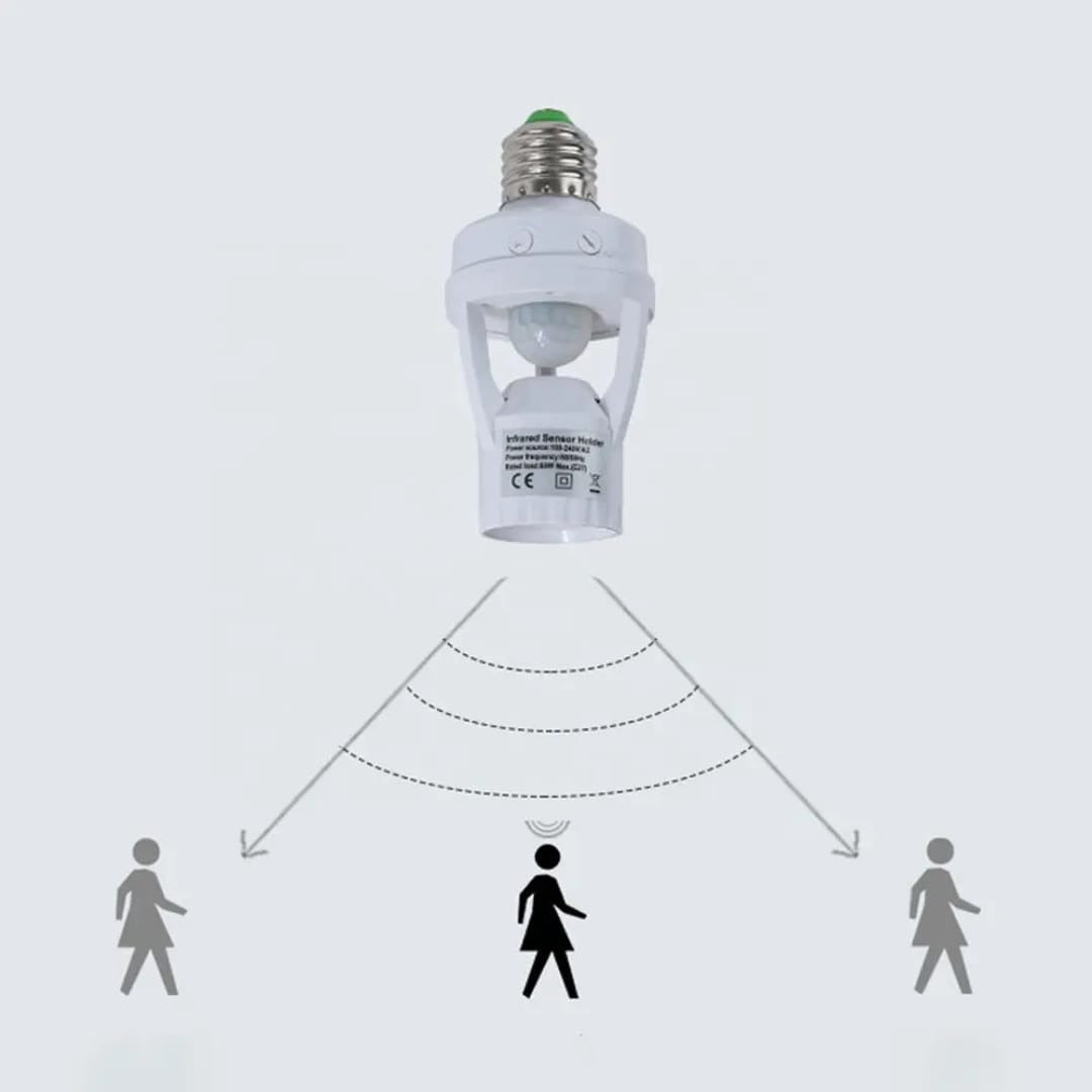 Infrared Motion Sensor Lamp Holder �360? Smart Light Socket with Automatic On/Off Detection