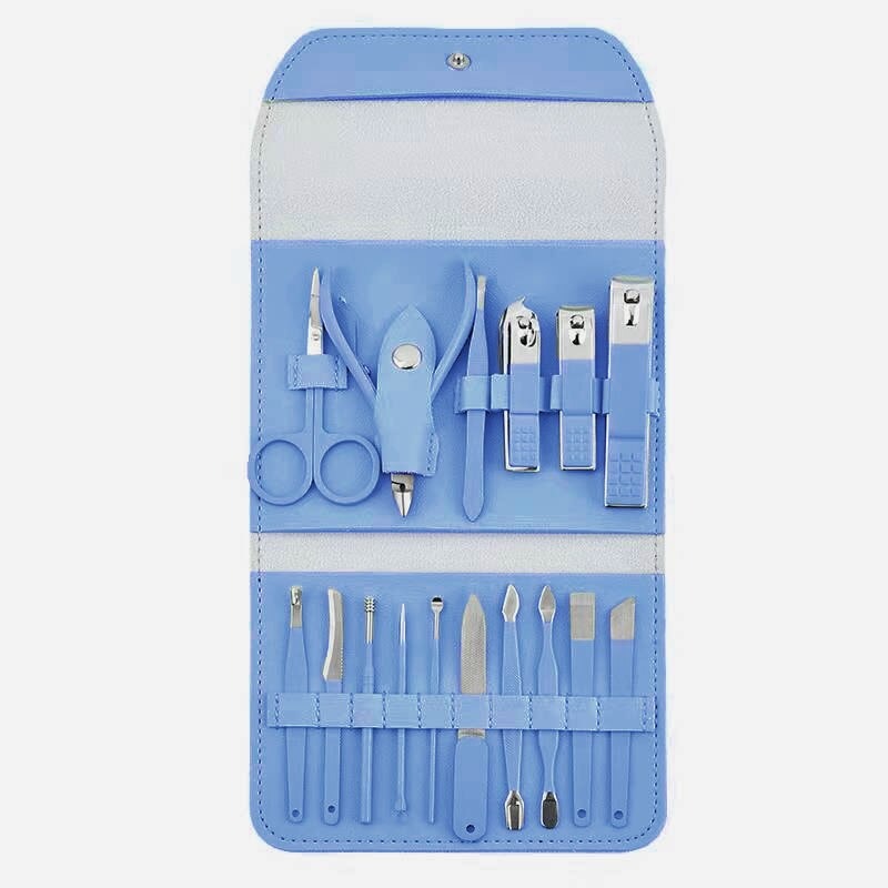 Brandomatic Manicure Kit, 16-in-1, Nail Clippers, Cuticle Scissors, Nail Files, Nail Polish Remover - Random Color