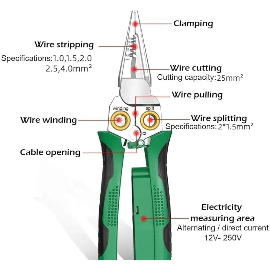 8-in-1 Wire Stripper &amp; Voltage Tester �Multi-Purpose Electrical Tool for Professionals
