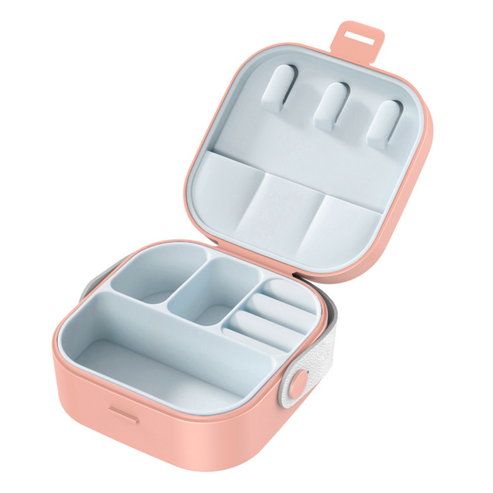 Jewelry Organizer Box | Portable Jewelry Storage Box | Sleek | Portable | Multi-Functional Travel Jewelry Organizer | Durable | Compact Ring | Necklace | Earring Storage Boxes With Mirror | For Travel | Home | Gift Option - Random Color