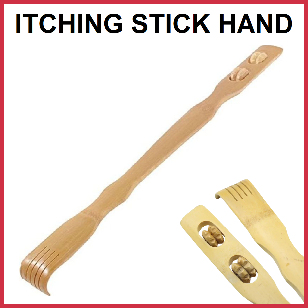 2 Pcs Wooden Back Scratcher &amp; Massage Stick �Long Handle Backscratching Sticks with Roller for Itch Relief &amp; Body Relaxation